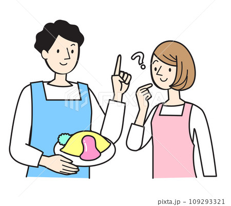シンプルな人物イラスト　料理を楽しむ男女 109293321