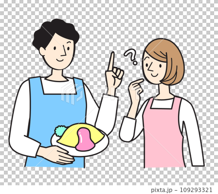 シンプルな人物イラスト　料理を楽しむ男女 109293321