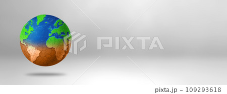 World globe drying out due to global warming. Isolated on white background 109293618