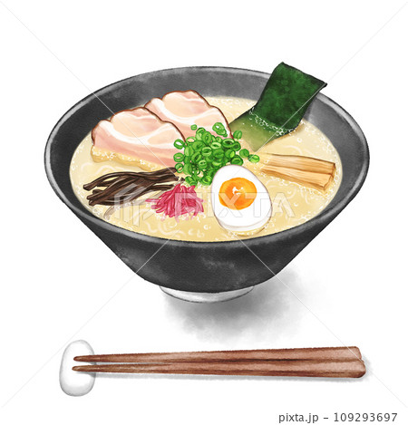 水彩で描いた豚骨ラーメン(影付き)のイラスト素材 [109293697] - PIXTA