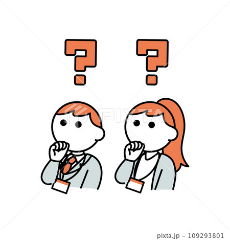 はてなを浮かべるスーツの男女2人 109293801