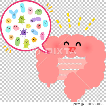 多様な腸内細菌がいる腸のキャラクター 109294069