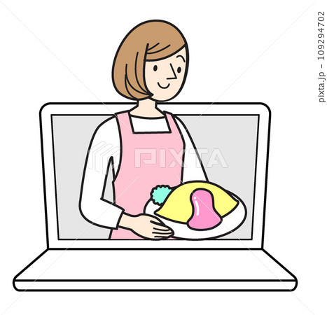 シンプルな人物イラスト　女性の料理系ユーチューバー 109294702