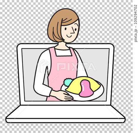 一位女性烹飪 YouTuber 的簡單人物插畫 109294702