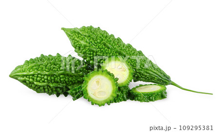 bitter gourd with sliced isolated on white background 109295381