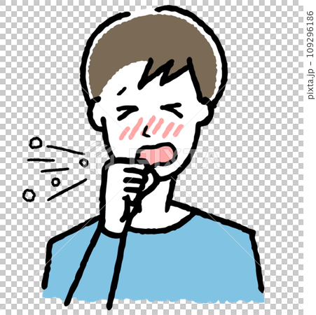 風邪をひいて咳をする男性 109296186