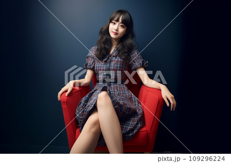 椅子に座る若い女性 椅子に座る若い女性 109296224