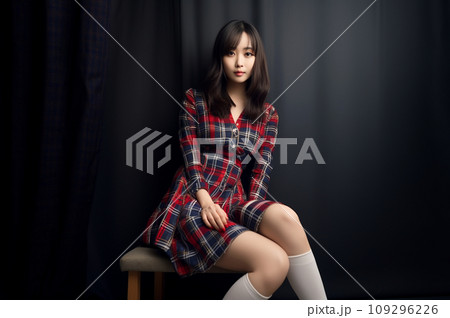 椅子に座る若い女性 椅子に座る若い女性 109296226