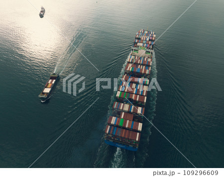 Cargo ship sailing on the sea 109296609
