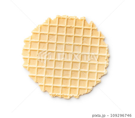 Round waffle biscuits isolated on white background. 109296746