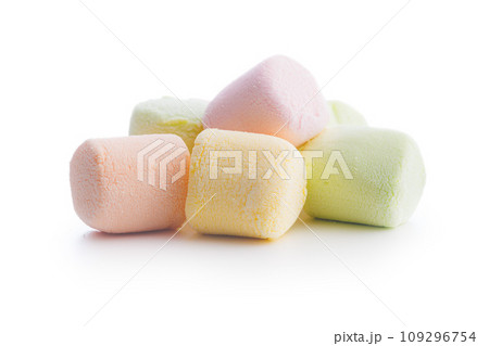 Sweet marshmallows candy isolated on white background. 109296754
