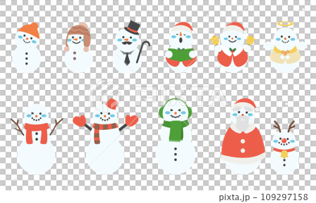 Cute snowman illustration material set 109297158