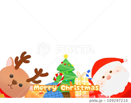 サンタさんとクリスマスのフレームイラスト1のイラスト素材 [109297218