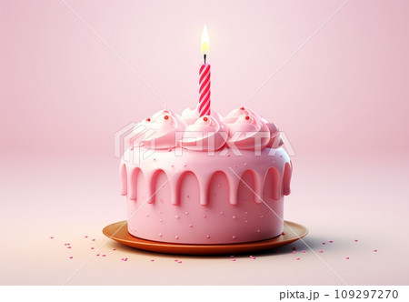 3D Birthday cake , Cute pink birthday cake 3D Birthday cake , Cute pink birthday cake 109297270