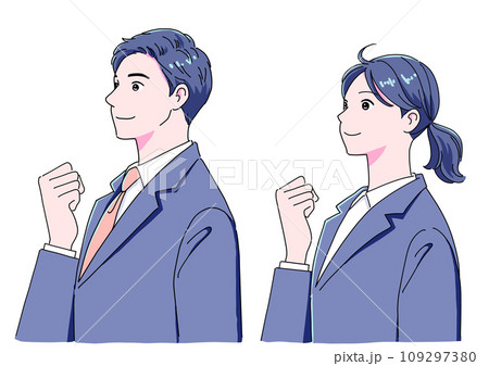 前向きな新入社員の男女 前向きな新入社員の男女 109297380