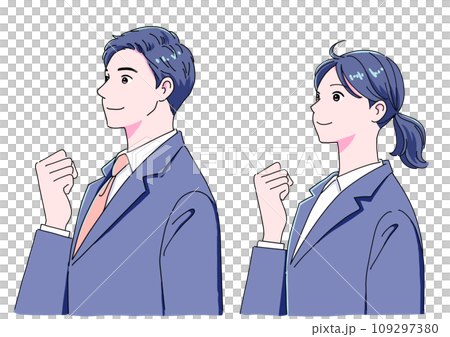 前向きな新入社員の男女 前向きな新入社員の男女 109297380