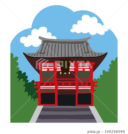 鶴岡八幡宮 手描きのゆるいシンプルイラスト(背景付き) 鶴岡八幡宮 手描きのゆるいシンプルイラスト(背景付き) 109298099
