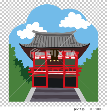 鶴岡八幡宮鬆散的手繪簡單插圖（有背景） 109298099