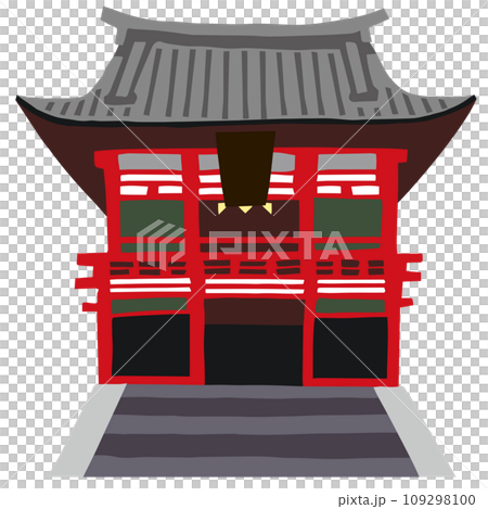 鶴岡八幡宮 鬆散簡單的手繪插畫 109298100