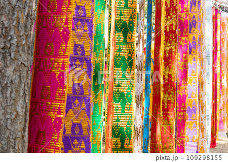 Flag of the Lanna Thai on blue sky at north Thailand. 109298155