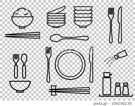 吃飯用的餐具圖示集 109298230