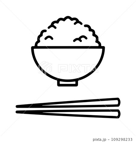 お茶碗に山盛りのご飯と箸 アイコンイラスト お茶碗に山盛りのご飯と箸 アイコンイラスト 109298233