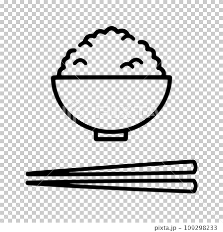 お茶碗に山盛りのご飯と箸 アイコンイラスト お茶碗に山盛りのご飯と箸 アイコンイラスト 109298233