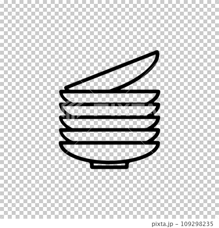 重ねられたとりわけ皿、または回転ずし皿 アイコンイラスト 重ねられたとりわけ皿、または回転ずし皿 アイコンイラスト 109298235