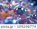Abstract science background with bubbles on water. Blue molecule atoms structures 109298774