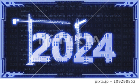 cranes and 2024 in blue tinting cranes and 2024 in blue tinting 109298852
