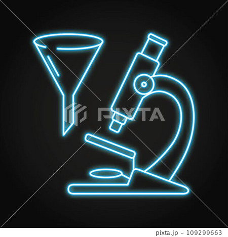 Microscope and funnel neon icon 109299663