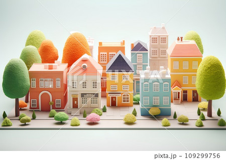 パステルカラーの街並み パステルカラーの街並み 109299756