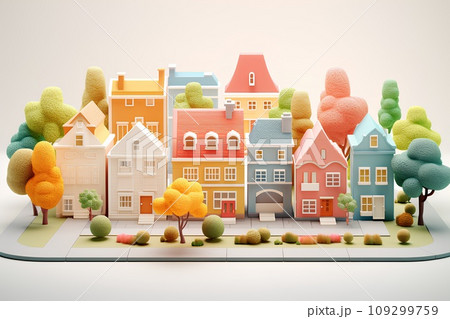 パステルカラーの街並み 109299759