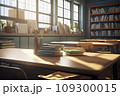 Studying lessons in secondary education. Empty university classroom. 109300015