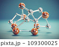 3d glass molecule or atoms on light blue background. Suitable for biochemical 109300025