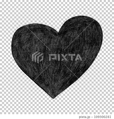 Black Heart Drawn by Colored Pencil. Heart Shape Isolated on White Background. 109300281