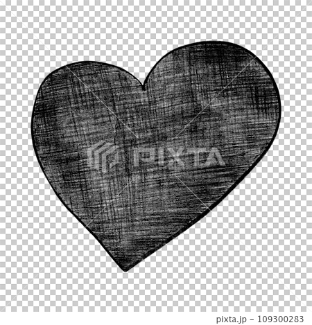 Black Heart Drawn by Colored Pencil. Heart Shape Isolated on White Background. 109300283