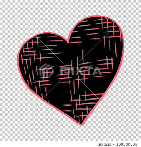 Red and Black Heart Drawn by Colored Pencil. Heart Shape Isolated on White Background. Red and Black Heart Drawn by Colored Pencil. Heart Shape Isolated on White Background. 109300338