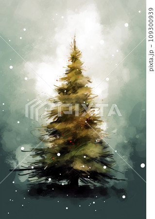 美しく装飾的なクリスマスツリーのデジタルアート AI画像 美しく装飾的なクリスマスツリーのデジタルアート AI画像 109300939