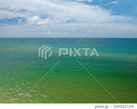 Aerial view drone shot of Tropical sea in Phuket thailand,Beautiful sea beach background 109302129