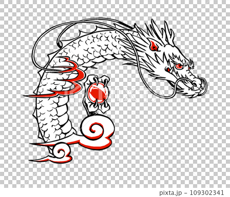 傳統風格的龍頭畫筆，黑色和紅色 109302341