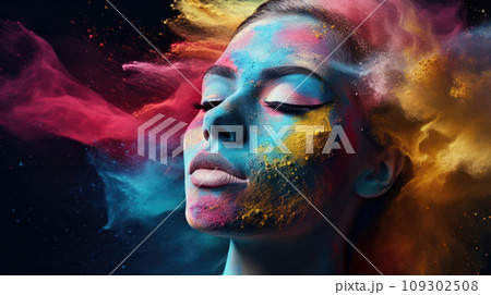 Advertising shot, face covered with...のイラスト素材 [109302508] - PIXTA