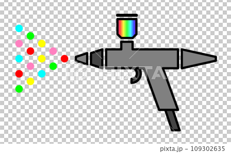 塗料を吹き付けて塗装をするエアスプレーガンのイラスト 109302635