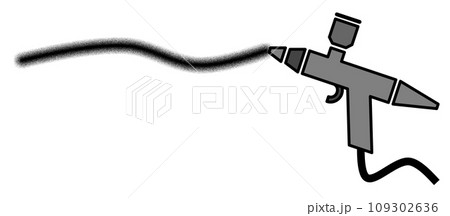 塗料を吹き付けて塗装をするエアスプレーガンのイラスト 109302636