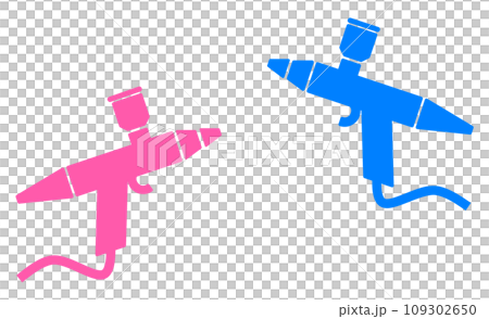 塗料を吹き付けて塗装をするエアスプレーガンのイラスト 109302650