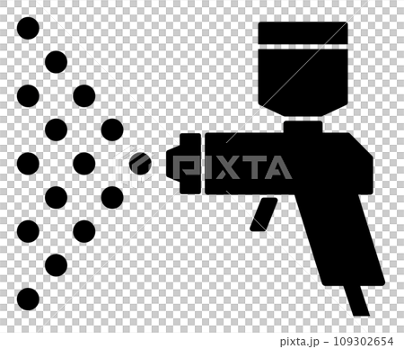 塗料を吹き付けて塗装をするエアスプレーガンのイラスト 塗料を吹き付けて塗装をするエアスプレーガンのイラスト 109302654