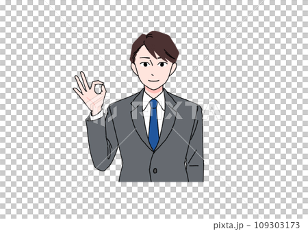 A man in a suit saying okay with a smile A man in a suit saying okay with a smile 109303173