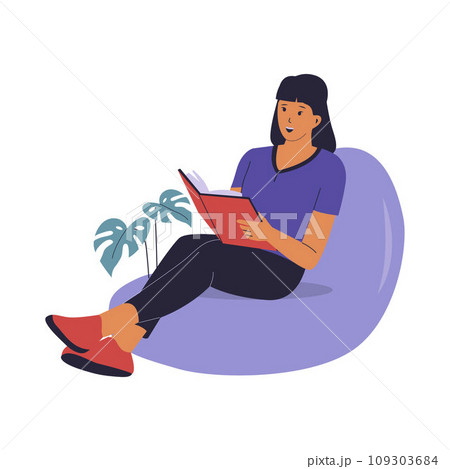 Vector character of woman reading a book Vector character of woman reading a book 109303684