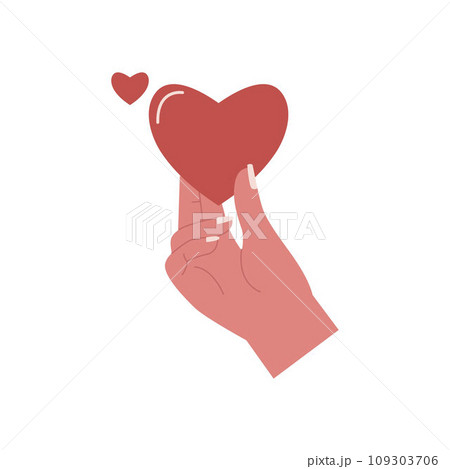 Flat design of hand holding love 109303706