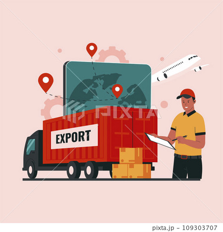 Global logistic distribution service illustration concept 109303707